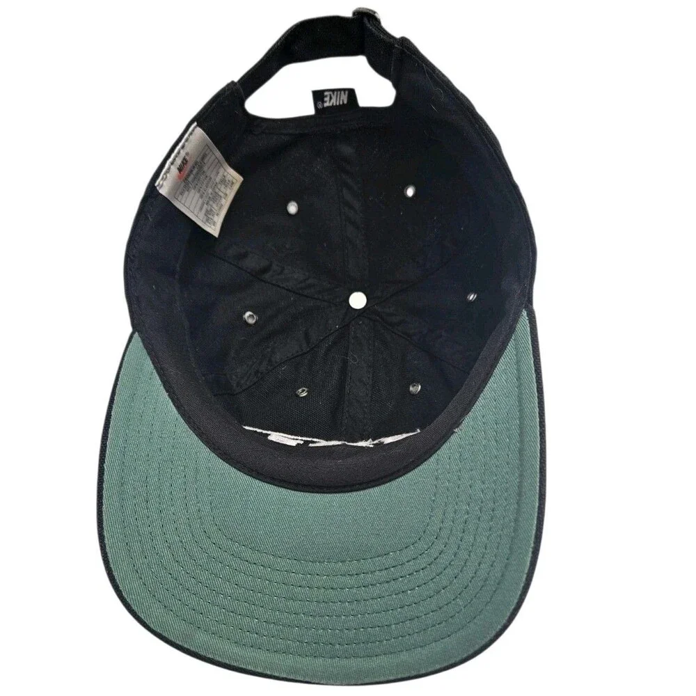 Vintage 90s Nike Swoosh Oval Logo Hat Cap Black Strapback Dad Y2K F60205WDI RARE